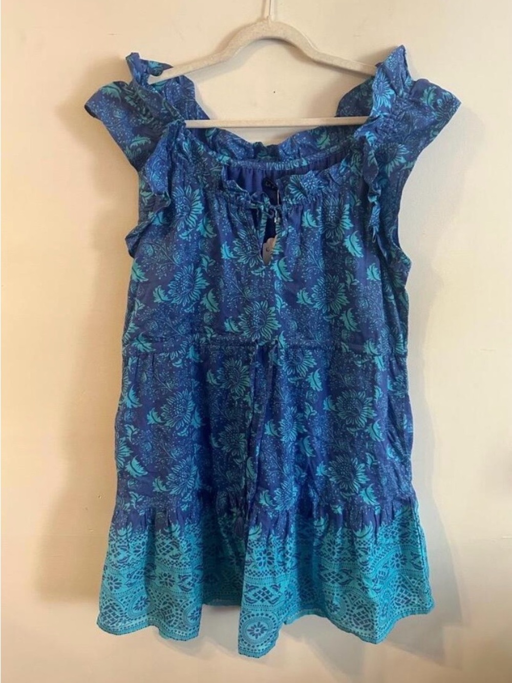 NWT Blue Floral Cotton Flutter Summer Dress, perfect sundress for warm weather